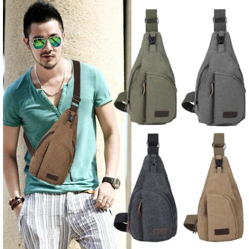 2020 Hot New Brand Men Vintage Canvas Leather Satchel Shoulder Sling Chest Pack Bag