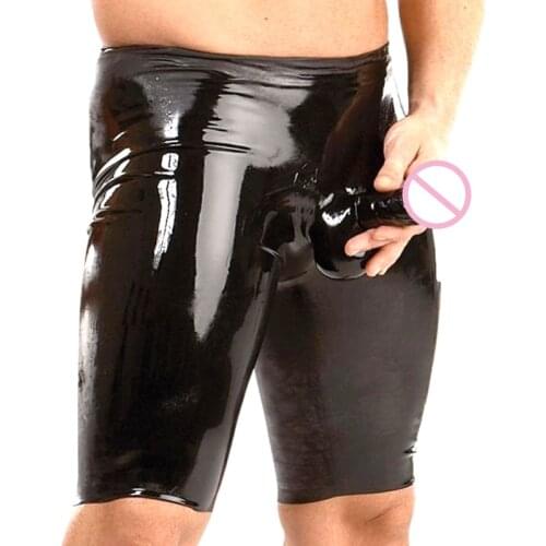 Mens Lingerie Sexy Faux Leather Boxer Shorts Underwear Lingerie Hot Sexy Exotic Long Shorts