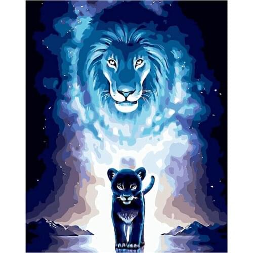 Paint By Numbers Kit For Adults & Kids,Lion DIY Painting On Canvas,Arts Craft For Wall Decor,16X20 Inch Frameless