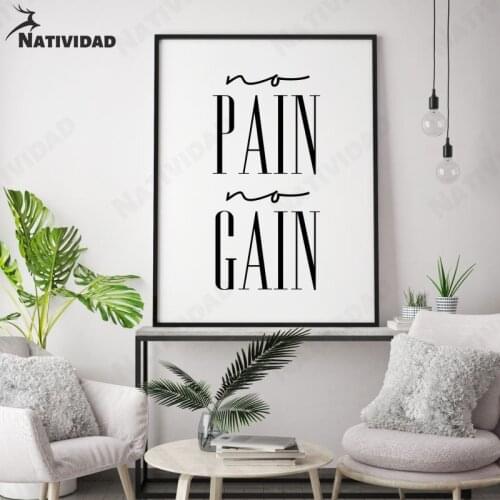 Wall Posters No Pain, No Gain Wall Art Printing and Posters, Fitness Learning Canvas Painting Printing Gym Wall Decoration Art