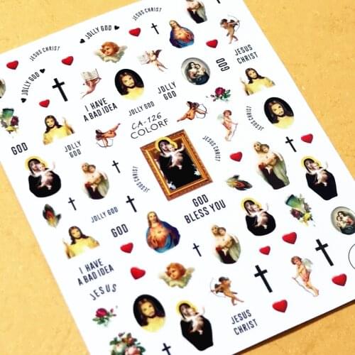 Newest CA-126 Juses design 3d nail art sticker template nail decals back glue DIY decoratios for nail accessory