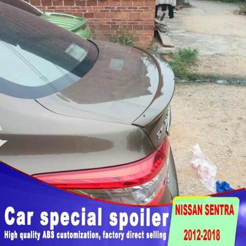 New design high quality ABS material for 2012 to 2018 nissan sentra rear trunk roof spoiler by primer paint Sentra Spoiler