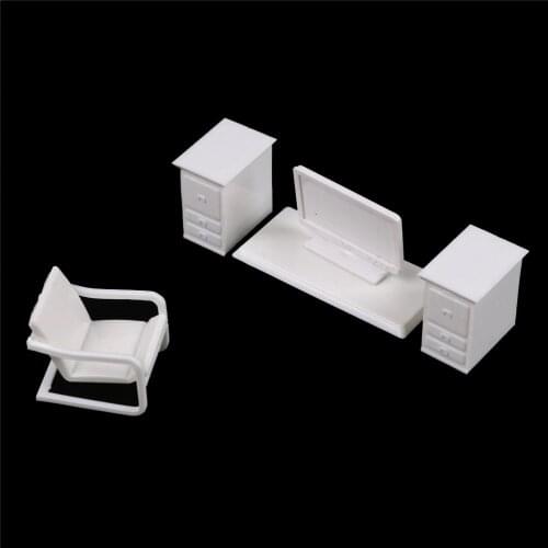 Plastic landscape Sand Model Toy Desk+Laptop+Chair Model Dollhouse Miniature Furniture
