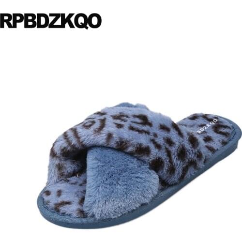 Leopard Print Sexy Slides 5 Indoor Furry House Faux Fur Home Guest Bedroom Winter Korean Slippers Plush Fashion Shoes 2021 Women