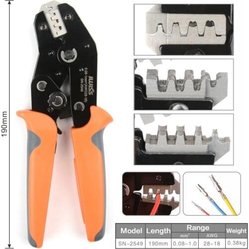 SN-2549=SN-28B+SN-01BM crimping plier for PH 2.0, 2.5 XH, JST, servo connector plug, D-SUB connector Multi-tools crimper plier