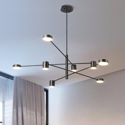Modern LED Chandelier Fixture For Hours Lighting Living Dining Room Suspension Light Black Golden Restaurant Hanging Lamp Lustre
