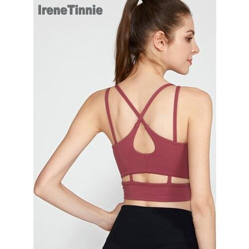 Irene Tinnie Sports Bras Gym Crop Top Women Bra Push Up Padded High Impact Sling Fitness Tops Breathable Running Sports Wear