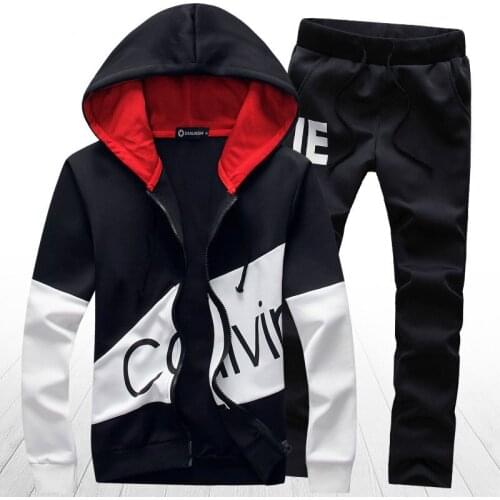 Spring Autumn Men Sports Suit Tracksuit Hooded Jacket Sweatshirt Hoodies+pants Leisure Running Jogger Set Sportswear
