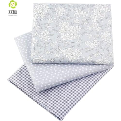 Gray Color Patchwork Cotton Fabric For Sewing Cotton Fabric Printed Flower 40*50cm Tissu Fat Quarters Cloth 15PCS/Lots