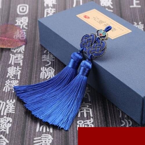 1PC Double Knot Tassel Jewelry Polyester Decoration Ice Silk Fan Pendant Accessoris Bookmark Chinese knot Small Spike Home Decor