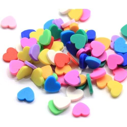 100g/lot Heart Shape Slice Polymer Clay Sprinkles for Crafts Making DIY Slime Filling Accessories Decoration 2*8*9mm