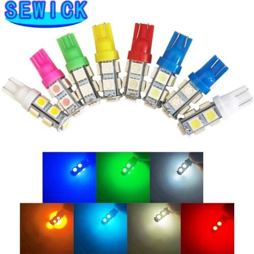 100pcs T10 9SMD 5050 9LED Car 194 168 192 W5W 12V 24V Light Automobile Bulbs LED Lamp Wedge Interior Light 9 SMD Lights