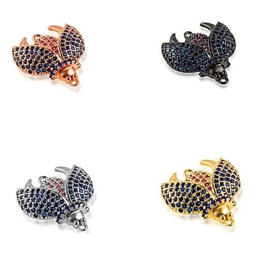 17*19mm Beetle crystal micro pave cz zircon cubic zirconia beads copper silver gold plated bracelet accessories cgb34