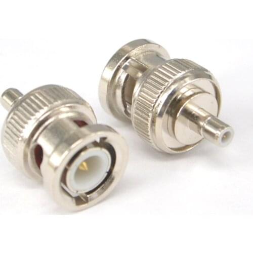 2 Pieces RF Coaxial Adapter BNC Male to SMB Male Straight Nickelplated Connector