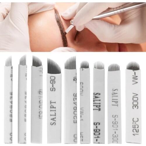 20pcs Eyebrow Tattoo Manual Microblading Permanent Makeup Sterile Needle Pin U shape Blade For 3D Embroidery Microblading Tattoo
