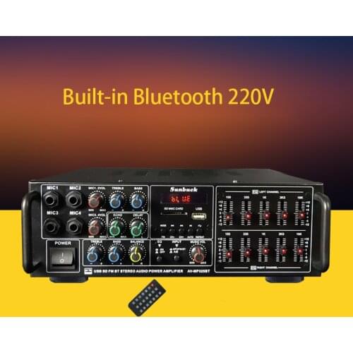 220V Built-in Bluetooth 2.0 Channel Power Amplifier Amplifier Home K Song Reader Card Radio EQ Mixer Power Amplifier