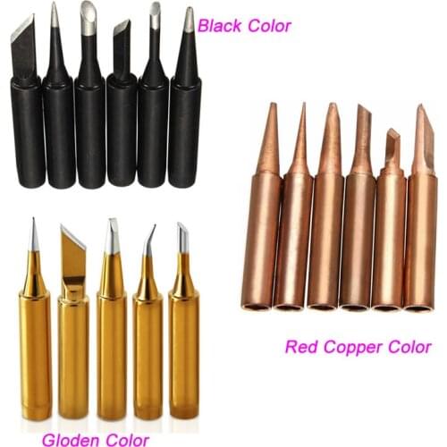 3 pcs Diamagnetic Solder Iron Tips 900M-T Lead-Free Lower Temperature Soldering Welding Tools Golden Black Pure Red Copper Color