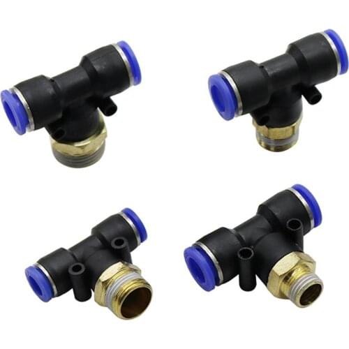 12mm Hose Pipe Connection Interface to 1/8'' 1/4'' 3/8'' 1/2'' Male Thread Tee Connector Misting Irrigation System Adapter 4Pcs