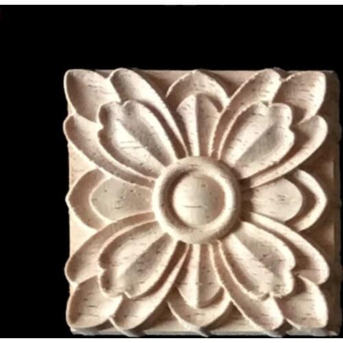 Home Decoration Accessories Furniture Appliques Woodcarving Corner Decal Wooden Applique Decor Frame Wall Door Woodcarving Decal