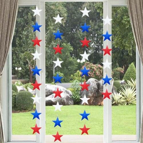 American Independence Day Banner Party Supplies Red White and Blue Five-pointed Star Pull Flower Flag Part Decor