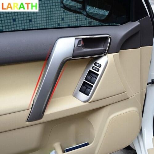 For Toyota Prado 2014 2015 ABS Matte Wood Paint Front Armrest Trim The Inner Door Handle Sequins Control Decoration Car 2PCS