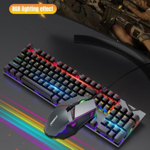 FOREV FV-Q609 Wired Mechanical Gaming Keyboard Mouse Combo Set for PC Gamer for PC Gamer