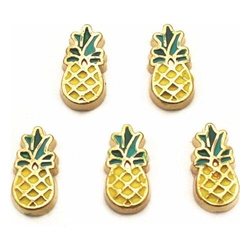 Wholesale 12pcs/lot flower Charms pineapple Floating Charms for Floating Memory charms Lockets DIY Jewelry