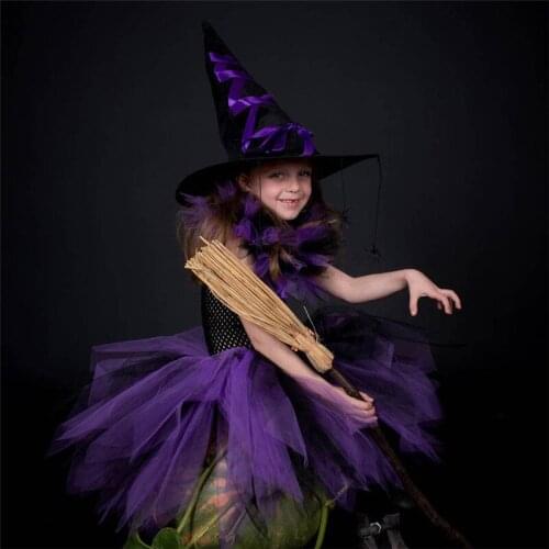 Baby Girl Halloween Witch Set Christmas Carnival Cosplay Tutu Halloween Carnival Gift Spider Web Dress for Kids Birthday Outfit