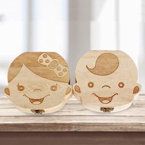 Creative Baby Teeth Box Saver Storage Box Wooden Children Teeth Holder Organize Box Milk Teeth Keepsake Collecting Gift for Kids