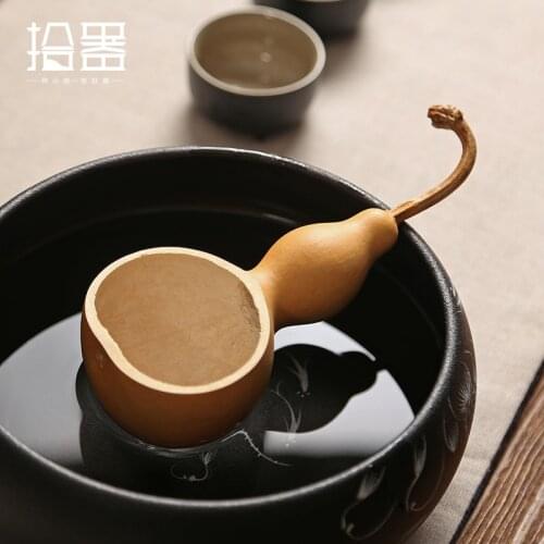 Creative Natural Chinese Calabash Tea Scoops Matcha Scoop Kong fu Tea Set Tools Teaspoon Green Tea Bailer Kitchen Accessories