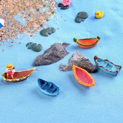 Cute Mini Dream Boat Miniatura Dollhouse Garden Home Bonsai Decoration Miniature Craft Ornament Micro DIY Cake Decor