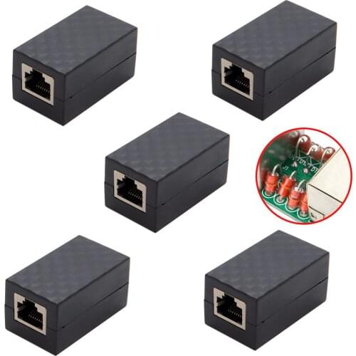 5pcs/lot Lightning Protection RJ45 UTP STP CAT6 CAT5e Female to Female Network Lan Adapter Extender