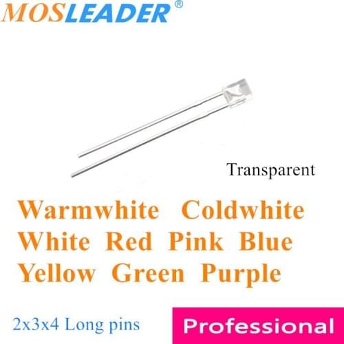 Mosleader 1000pcs 234 LED Square led Warmwhite Coldwhite White Red Pink Blue Yellow Green Purple Transparent Long pins 2x3x4 2*3