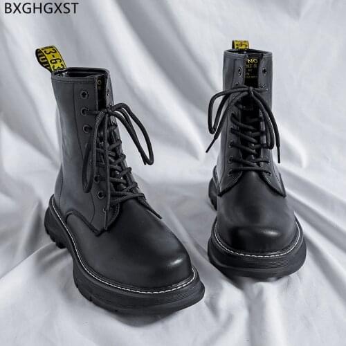 Black Ankle Boots for Men Male Winter Shoes Men Martin Boots Men Motorcycle Boots Man Leather Casual Shoes for Man 2021 Zapatos
