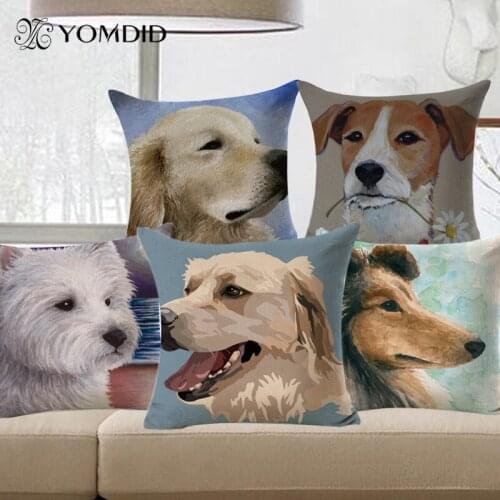 Cushion Cover Cute Pug Dog Printed Linen&Polyester Decorative Pillow Cases Cover Home Sofa Pillowcase 1PCS/Lot