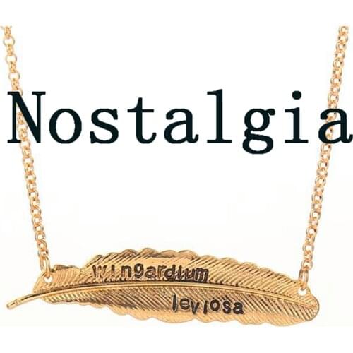 New Fashion H p Letter Spell Wingardium Leviosa Hogwarts Feather Gold/Silve Pendant Long Necklace Jewelry For Women 2018