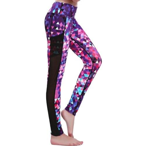 New Net Yarn Pocket Womens Galaxy Purple Yoga Pants Plus Size Elastic Fitness Workout Sports Leggings 3 Patterns