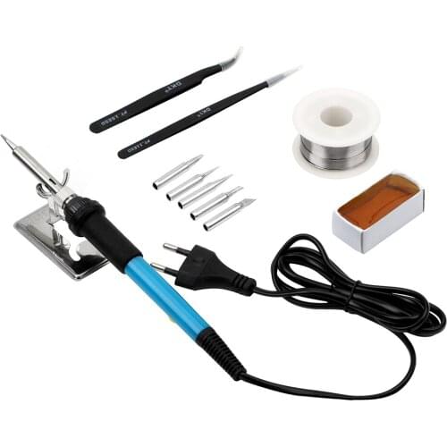 DIYWORK Solder Station Stand US 110V EU 220V 11pcs/set With 5pcs Iron Tips Solder Wire Tool Kit Adjustable Temperature