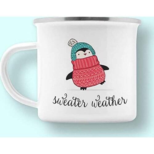 Stainless Steel Camping Coffee Mug Gift Sweater Weather Campfire Enamel Birthday Christmas Outdoors Metal Enamel Campfire Cup