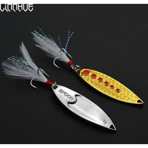 LINNHUE 1PCS Fishing Lure Leech 3.4-6.7cm 3g 5g 7g 10g 15g 20g Zinc Alloy Spool Lure Sequins Hard Bait Sea Lake Lure Treble Hook