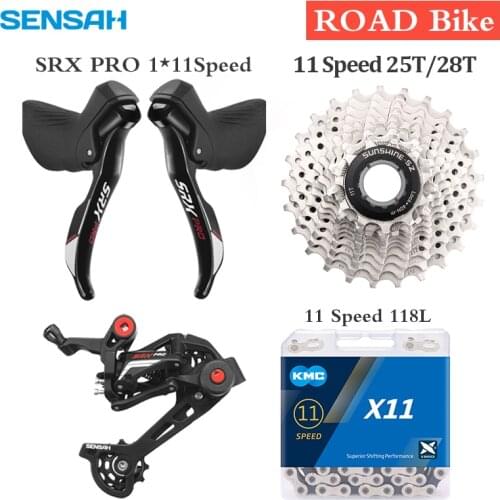 SENSAH SRX PRO 1x11 Speed Road Bike Shifter Lever 11S Bicycle Rear Derailleur Set 170/172.5mm Crankset Procket 11V KMC Chain