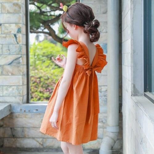 Backless 2020summer bohemian style girls dress sundress for girls flare sleeve beach dress kids clothes 5 6 7 8 9 10 11 14T