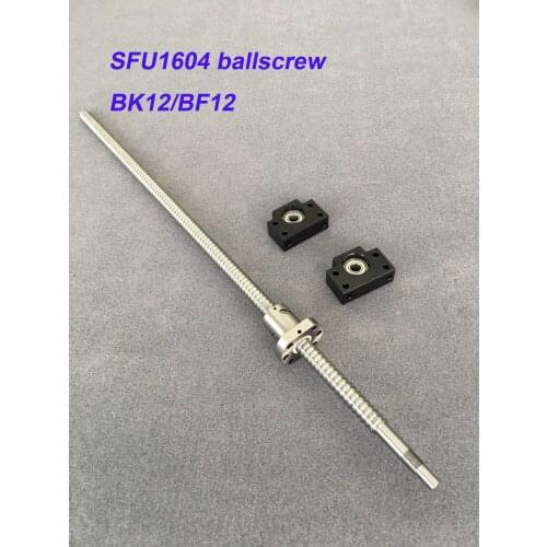 SFU1604 BallScrew 200 300 400 500 600 mm SFU1604 Rolled Ball screw with single Ballnut for CNC part + BK/BF12 End support