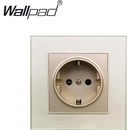 EU Power Socket Plug Grounded Glass Panel Wallpad 16A EU Standard Electrical Wall Outlet 86mm * 86mm