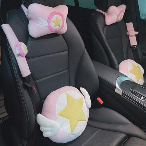 Cute Angle Star Cervical Pillow Cartoon Car Seat Lumbar Support Headrest Pillow Plush Car Interior Accessories