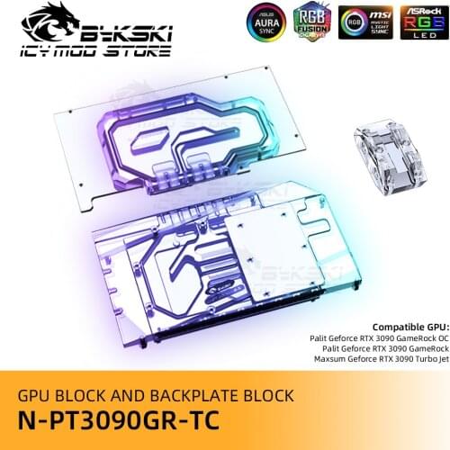 Bykski VGA Water Block Backplate Block Palit Geforce RTX 3090 GameRock A-RGB Video Cards Heatsink GPU Block N-PT3090GR-TC