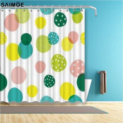 Colorful Circle Bathroom Curtain Abstract Polka Dot Waterproof Shower Curtain Polyester Fabric Bath Decor Bathing Cover Screen