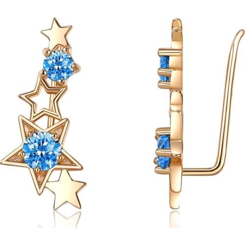 ZEMIOR Charm Clip Earrings For Women Five Pointed Star Fashion Zirconia Earring Female Valentine Day Jewelry Gift Best Selling