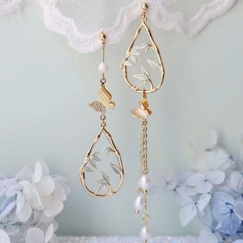 MWSONYA New Korean Irregular butterfly Flowers Pendant Earrings Tassel Earrings for Women Drop Earrings Jewelry Earrings