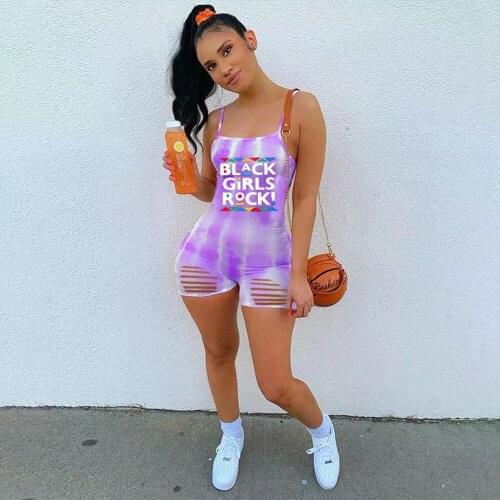 Lovely Hollow Out Letter Print Rompers Women Elastic Casual Fitness Cut Out Skinny Sporty Catsuit Summer Outfits Activewear